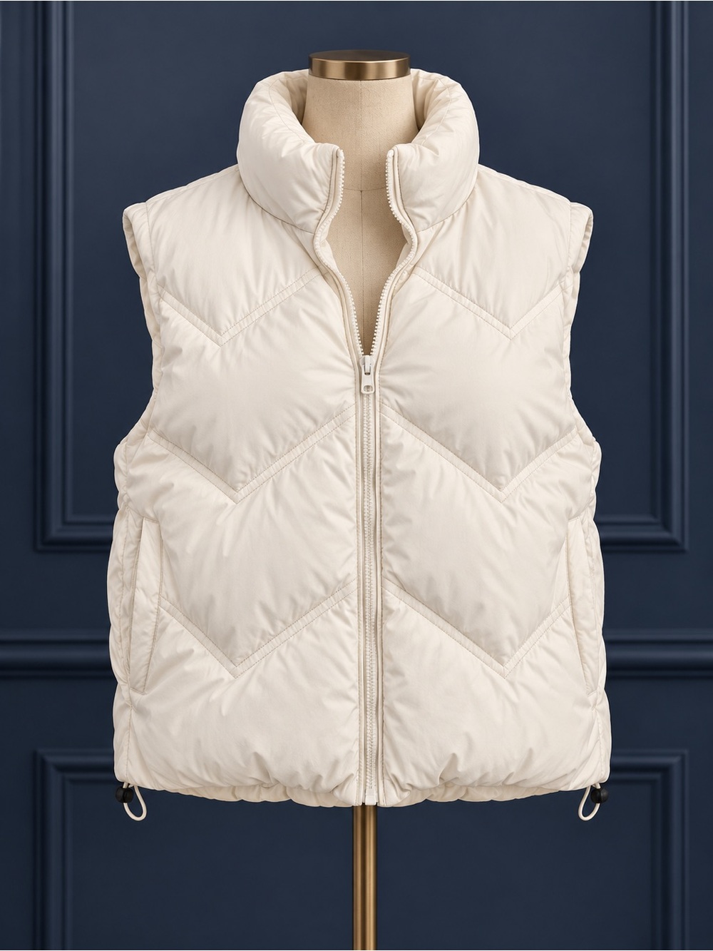 Sans Souci Cream Quilted vegan leather Puffer Vest S